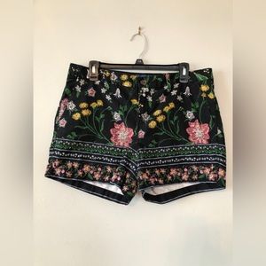Old Navy Women’s Black Shorts with Floral Print, Size 12